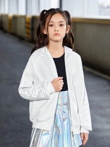 SHEIN Tween meisje Sporten Streetwear Gebreid Hoodie
