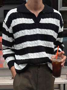 DAZY Nam Mẫu sọc Thả vai Áo len - Nhiều màu - Xem 1