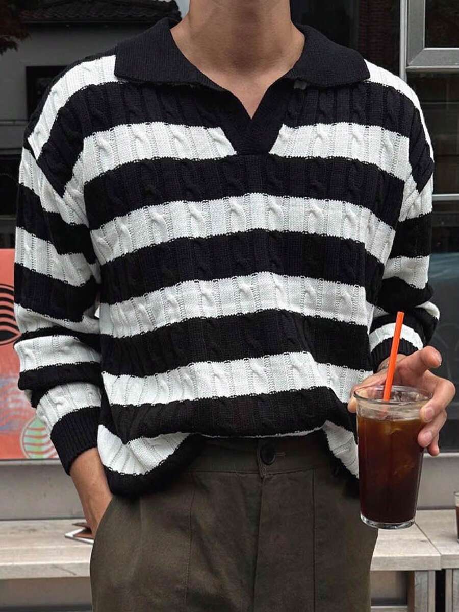 DAZY Nam Mẫu sọc Thả vai Áo len - Nhiều màu - Xem 1