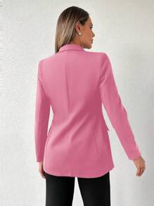 SHEIN Cottnline Women'S Lapel Double-Breasted Blazer Jacket - Pink - View 2