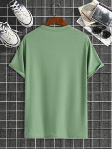 Manfinity Homme Hombres Camiseta con estampado de montaña - Verde - Ver 2