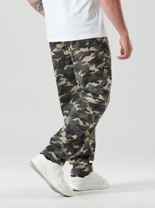 Manfinity Homme 男士大碼迷彩牛仔褲 - 軍綠色 - 查看 9