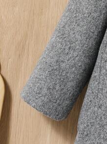 SHEIN Baby Boy 1pc Dual Pocket Button Front Hooded Coat - Grey - View 5