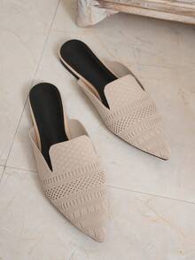 Ladies' Beige Flat Shoes - Beige - View 5