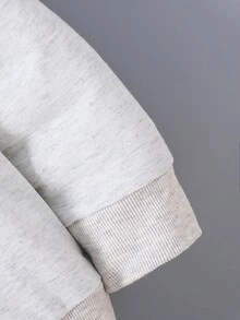 SHEIN Chàng trai trẻ Đồ họa Chữ cái Cổ áo tương phản Áo nỉ - Xám - Xem 4