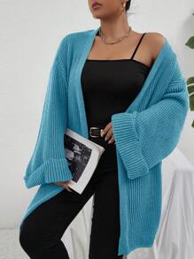 Calvaya Áo khoác cardigan thả vai cỡ lớn - Màu xanh lam - Xem 1
