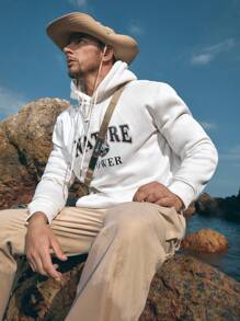 In My Nature Nam Đồ họa Chữ cái Dây rút Hoodie - trắng - Xem 4