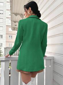 EURMUSE Women's Double Breasted Suit Jacket With Notched Collar - Olive Green - View 2