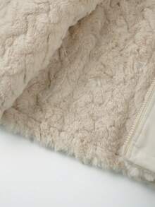 Tween Boy 字母贴片细节落肩拉链衬垫大衣 - 米色 - 查看 3