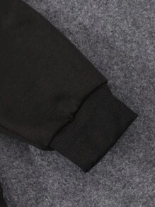 SHEIN Áo nỉ in hình hoa và khẩu hiệu dành cho bé gái tuổi teen - màu đen - Xem 5