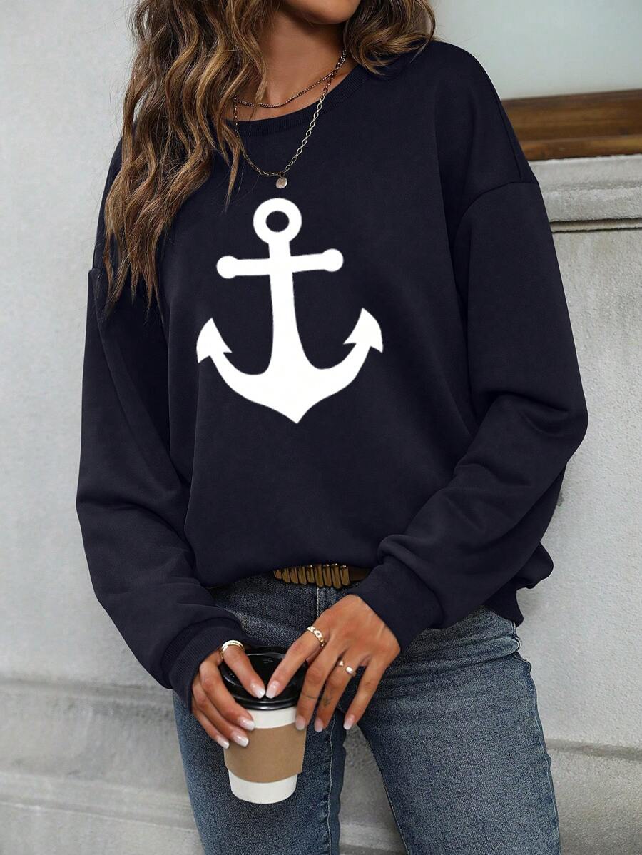 EMERY ROSE In Neo Thả vai Áo nỉ - Xanh đậm - Xem 1