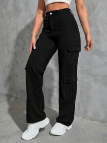 SHEIN Tall Flap Pocket Cargo Jeans