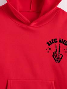 SHEIN EZwear Sudadera Con Capucha De Mujer De Color Rojo - Rojo - Ver 8