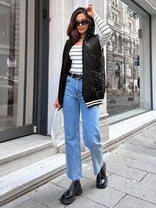 EURMUSE Women's Sleeveless Padded Jacket - Black - View 5