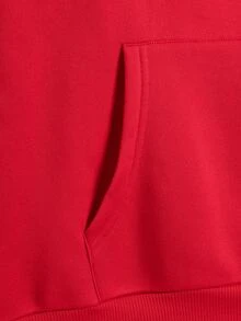 SHEIN EZwear Sudadera Con Capucha De Mujer De Color Rojo - Rojo - Ver 6