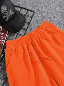 Manfinity Dauomo Quần short nam cạp chun rút túi chéo - trái cam - Xem 6