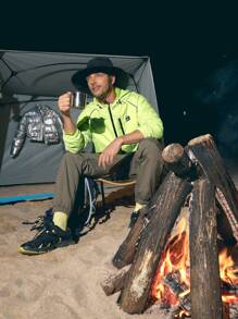 In My Nature Men Raglan Sleeve Zip Up Drawstring Hooded Insulated Jacket