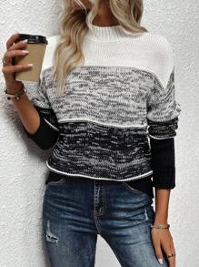 SHEIN Essnce 段染落肩袖套頭毛衣 - 彩色 - 查看 4