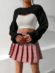 SHEIN Qutie 短休閒套頭衫套頭毛衣 - 黑色 - 查看 3