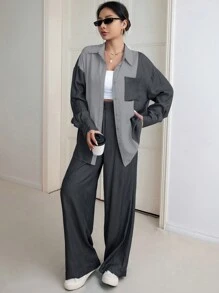 SHEIN Essnce 女士兩件套 - 黑色 - 查看 4