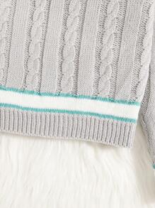 SHEIN 女生修飾風毛衣和短裙套裝,適合秋冬季節 - 淺灰色 - 查看 5