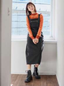 FRIFUL Zip Pocket Overall Dress Without Tee