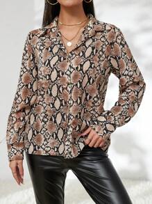 SHEIN Clasi 女性蛇紋印花上衣 - 彩色 - 查看 6