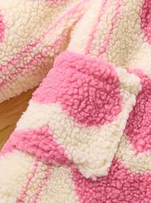 SHEIN Girls' Heart Printed Padded Coat - Pink - View 6