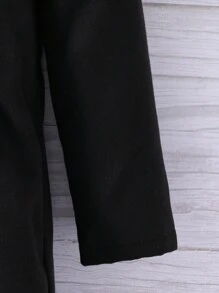 SHEIN Tween Boy 1pc Borg Collar Double Breasted Overcoat - Black - View 4