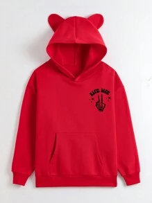 SHEIN EZwear Sudadera Con Capucha De Mujer De Color Rojo - Rojo - Ver 1
