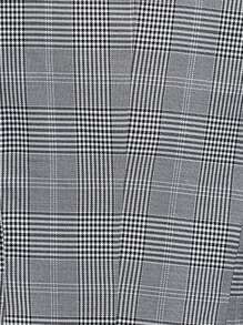 SHEIN Privé 格紋雙排釦西裝領西裝外套 - 黑與白 - 查看 3