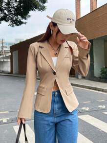 SHEIN EZwear Traje De Mujer - Camel - Ver 5