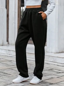 EURMUSE 女字母印花運動褲 - 黑色 - 查看 5