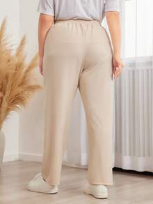 Mulvari 大碼字母貼布接縫細節衛褲 - 白色 - 查看 2