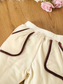 Toddler Boys' Color Block Pajamas Set With Pockets - Apricot - View 4