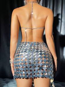 Allurite Pailletten Halter top & Gespleten dij Rokken