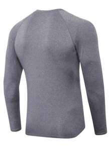 Manfinity Homme Paquete de 3 camisetas casuales de manga raglán larga y color liso para hombre, para salir