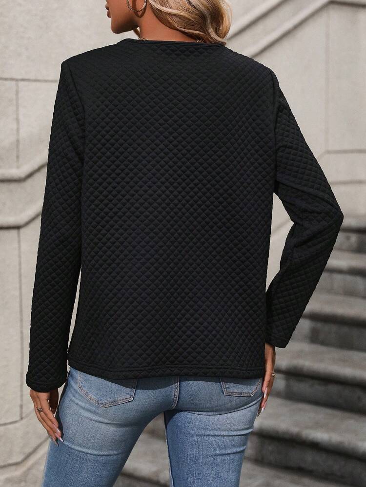 Button Detail Flap Detail Sweatshirt Pullover Fall Sweatshirt