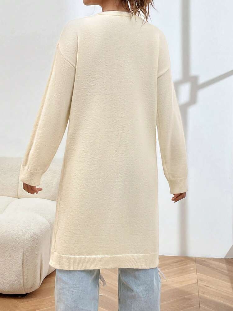 Drop Shoulder Button Front Cardigan Fall Cloth For Women