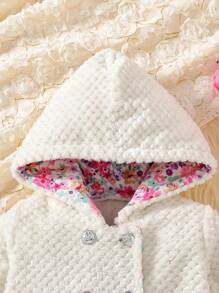 Baby Girls' Floral Fleece Hoodie Jacket, Simple Vacation Style For Spring/autumn