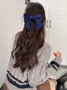 DAZY Minimalist Bow Decor Hair Clip Cute Valentines Claw Clips Hair Claws Hair Barrettes - Navy Blue - View 5