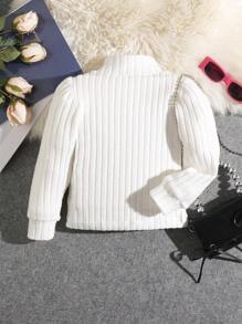 SHEIN Young Girl 3pcs Ribbed Collar Solid Color T-Shirts - Multicolor - View 2