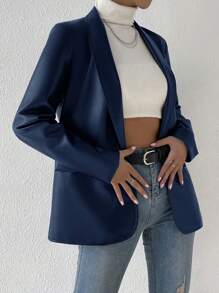 Blazer À Simple Boutonnage Et Col Cape