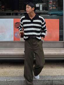 DAZY Nam Mẫu sọc Thả vai Áo len - Nhiều màu - Xem 4