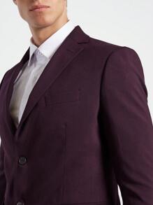 SHEIN Cottnline Men 1pc Solid Single Breasted Blazer - Burgundy - View 3
