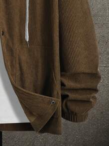 Manfinity Homme 男士寬鬆版對比色連帽外套,採用鈕扣設計 - 棕色 - 查看 3