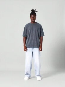 SUMWON Oversized Fit Essential Washed Short Sleeve Tee - Grey - View 3