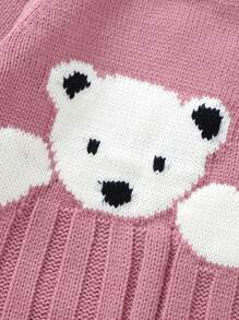 Đứa bé gái Mô hình Cartoon Tay Raglan Đan Áo liền quần - Hồng - Xem 4