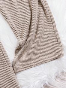SHEIN Quần ống rộng cạp cao phong cách Pháp của Tween Girls có trang trí nơ - Màu Khaki - Xem 4