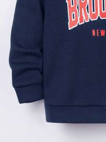 SHEIN 男小童字母圖案加絨內裏連帽衫